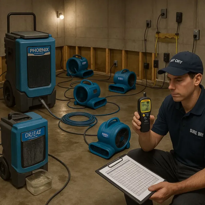 Structural Drying and Dehumidification process in Brunswick, NC